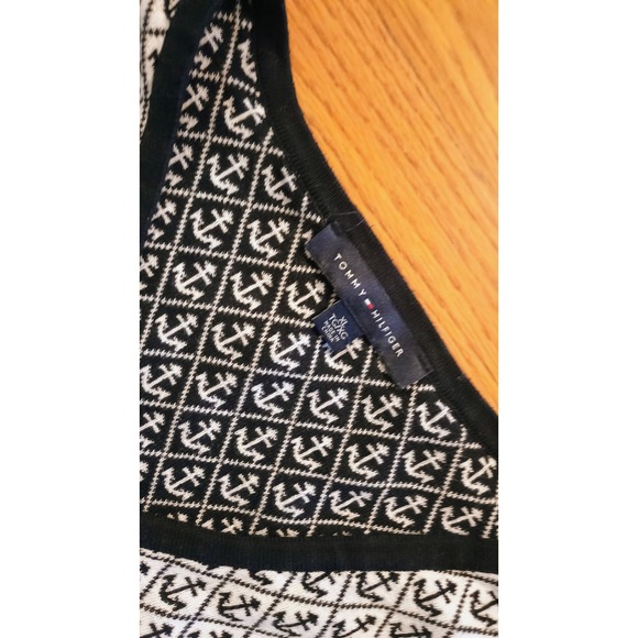 Tommy Hilfiger Anchor Print V Neck Sweater White Navy Red Long Sleeve Men's XL - Picture 5 of 7